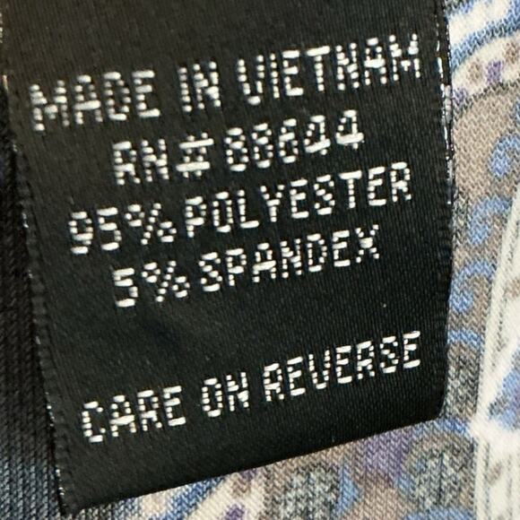 Glamour 2OW Blue Black & White Paisley Print Career Dress Tiered Bell Sleeves - Picture 9 of 10